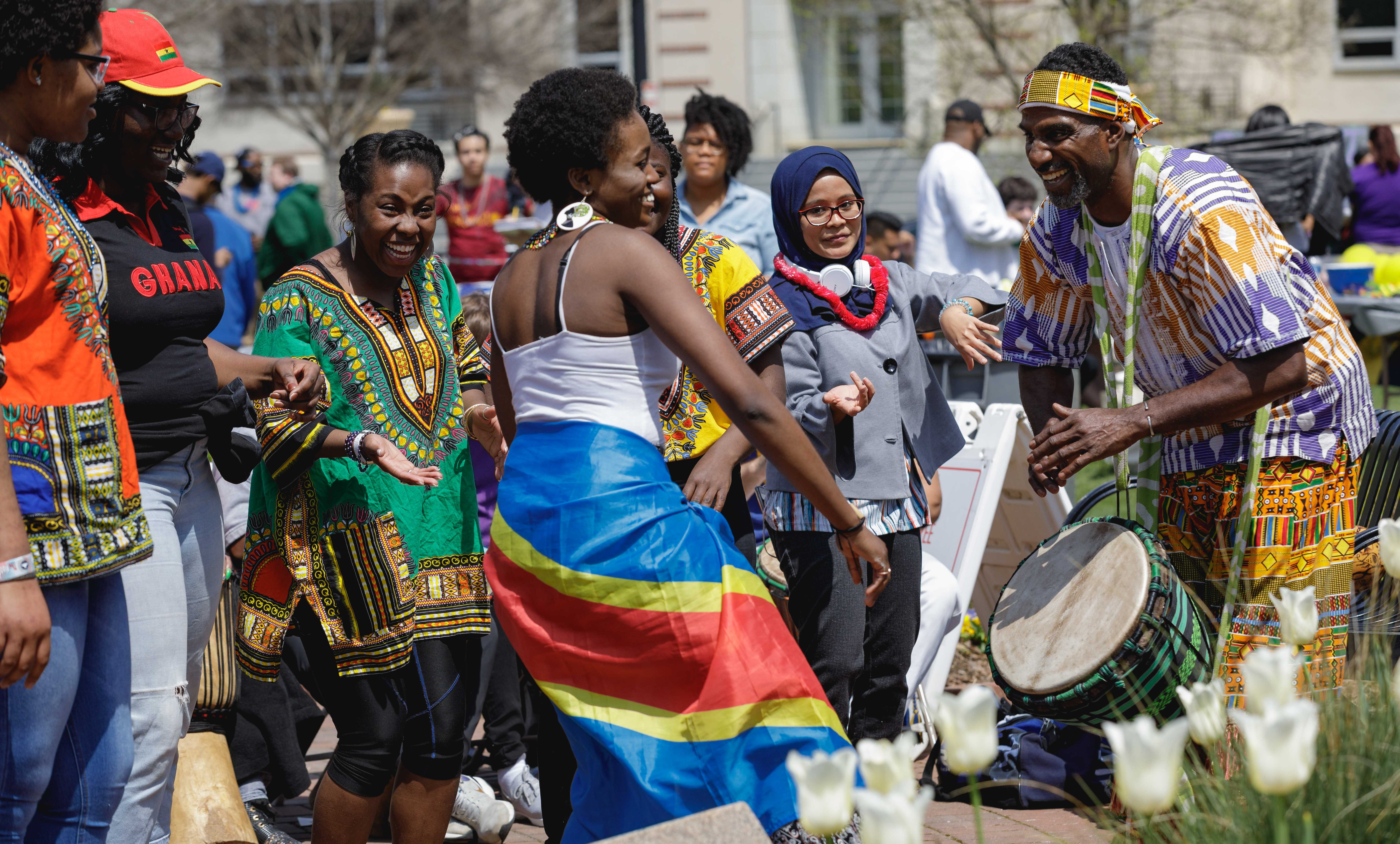 students dancing at spring fest