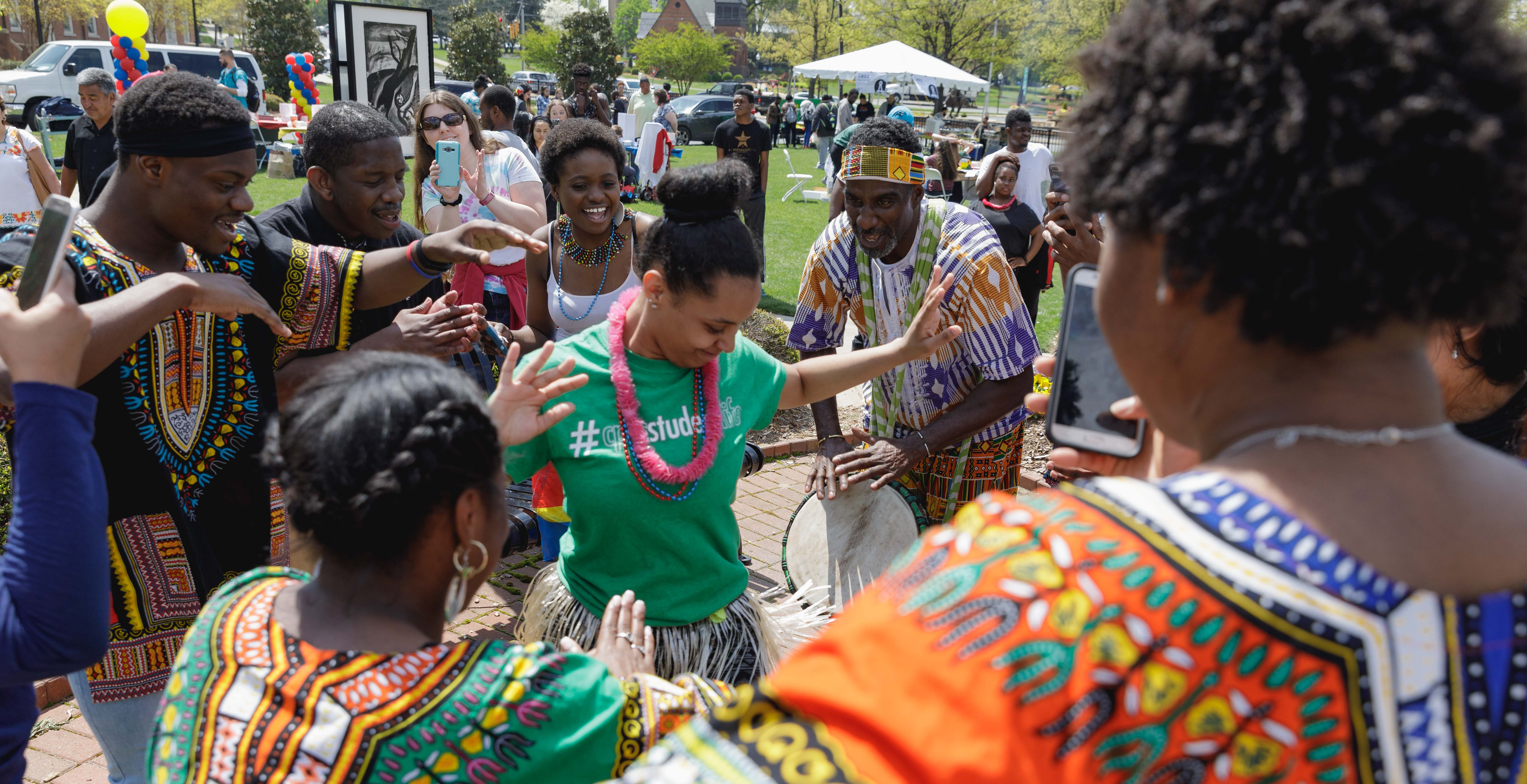 students dancing at spring festival