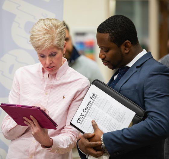 people reviewing documents