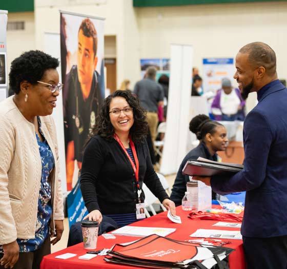 meeting employers at a Career Fair