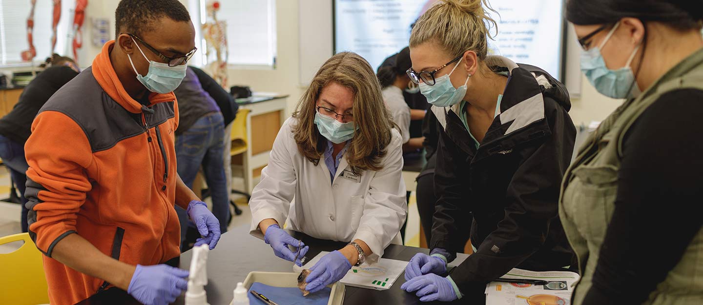 students practicing science in the lab