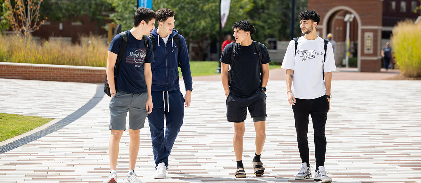 students walking on Central Campus during class change