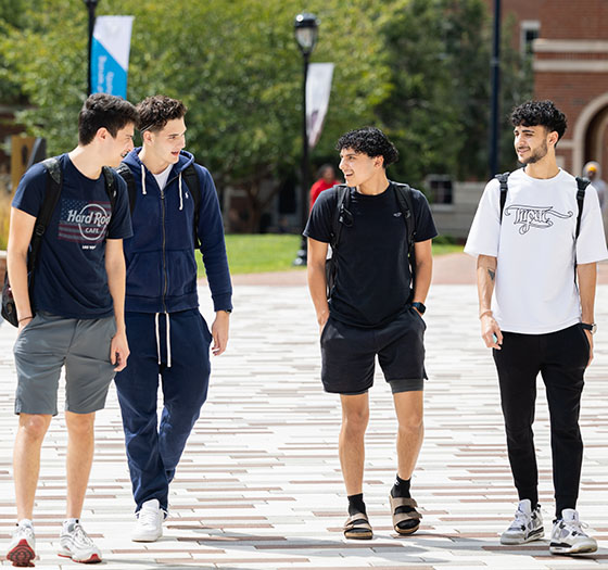 students walking on Central Campus during class change