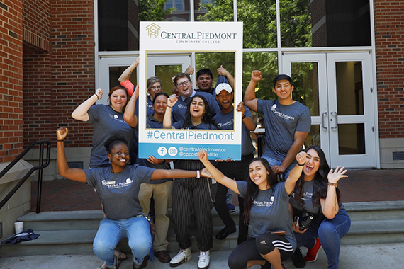 Central Piedmont students in selfie station