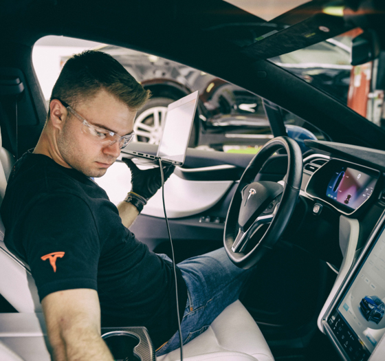 teslat student working on tesla