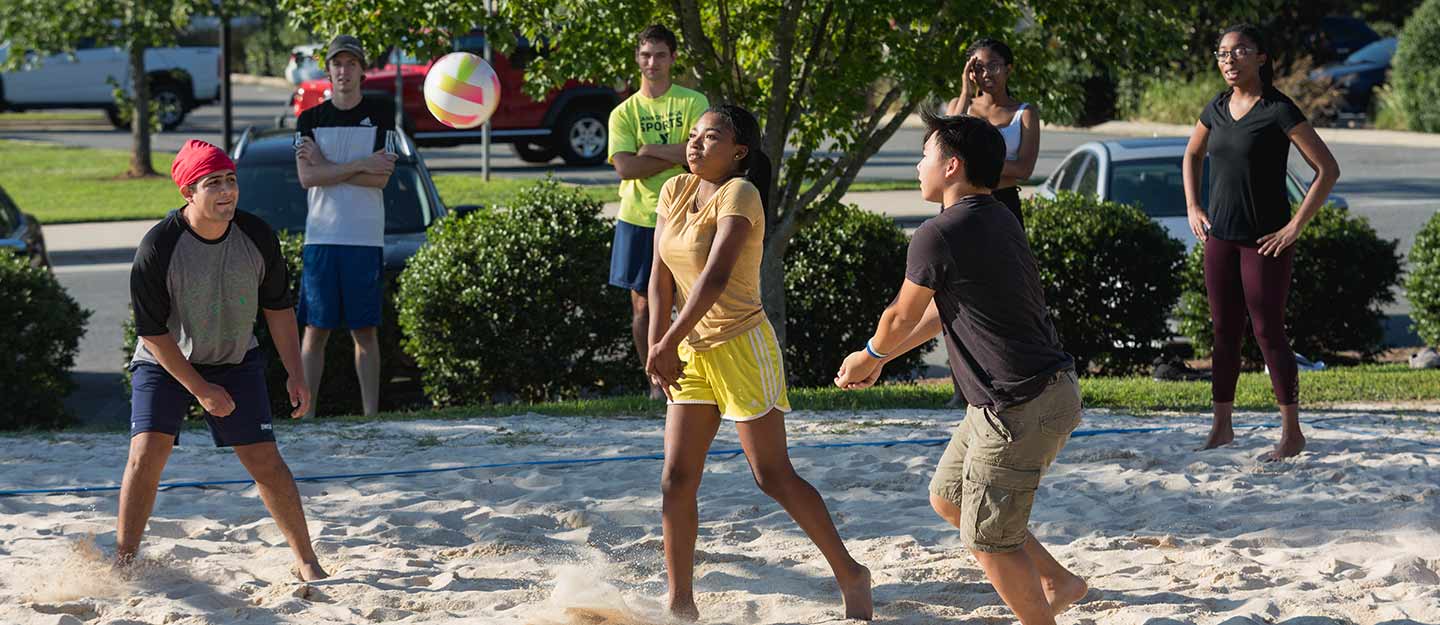 Physical Educartion students playing volleyball