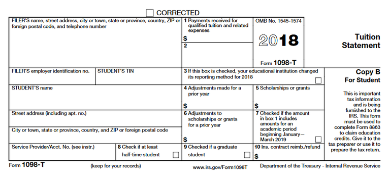 sample 1098-t tax form