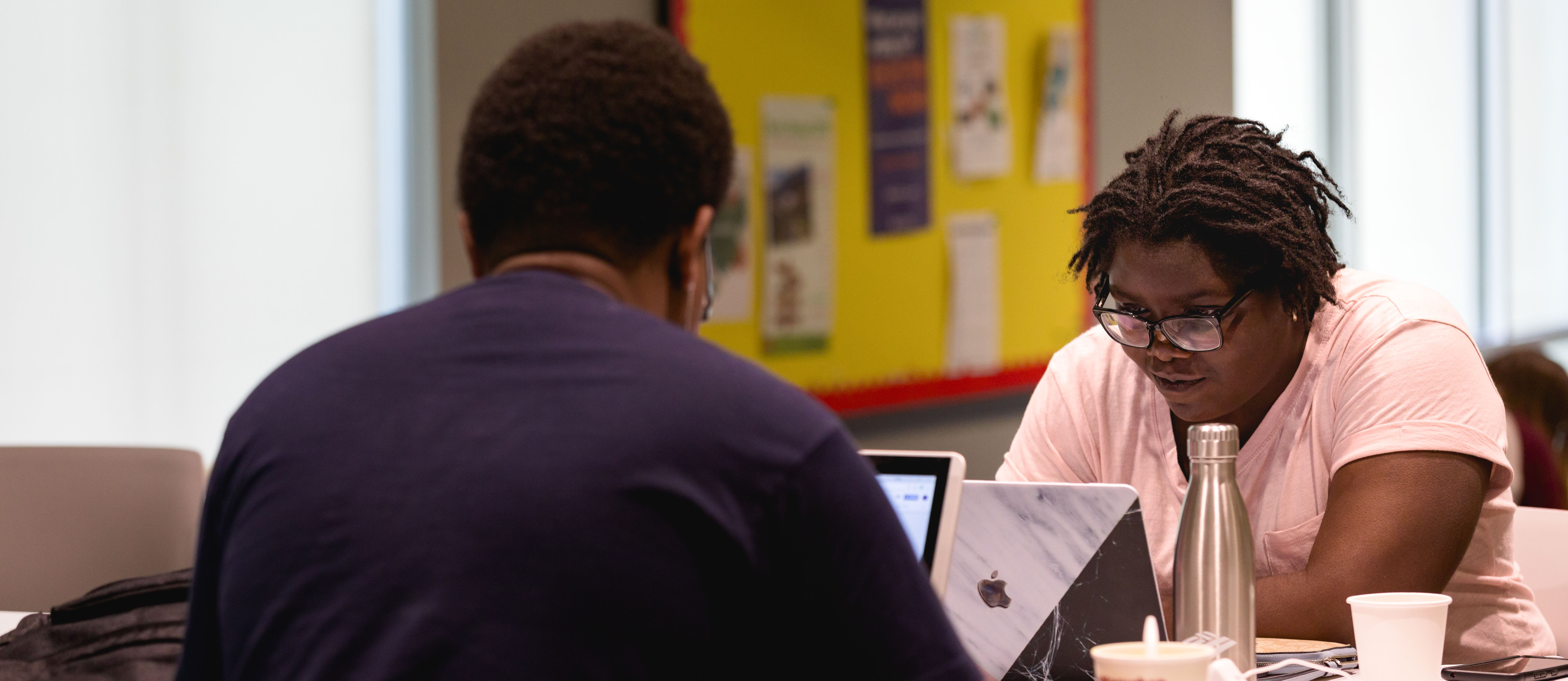 students working at computers