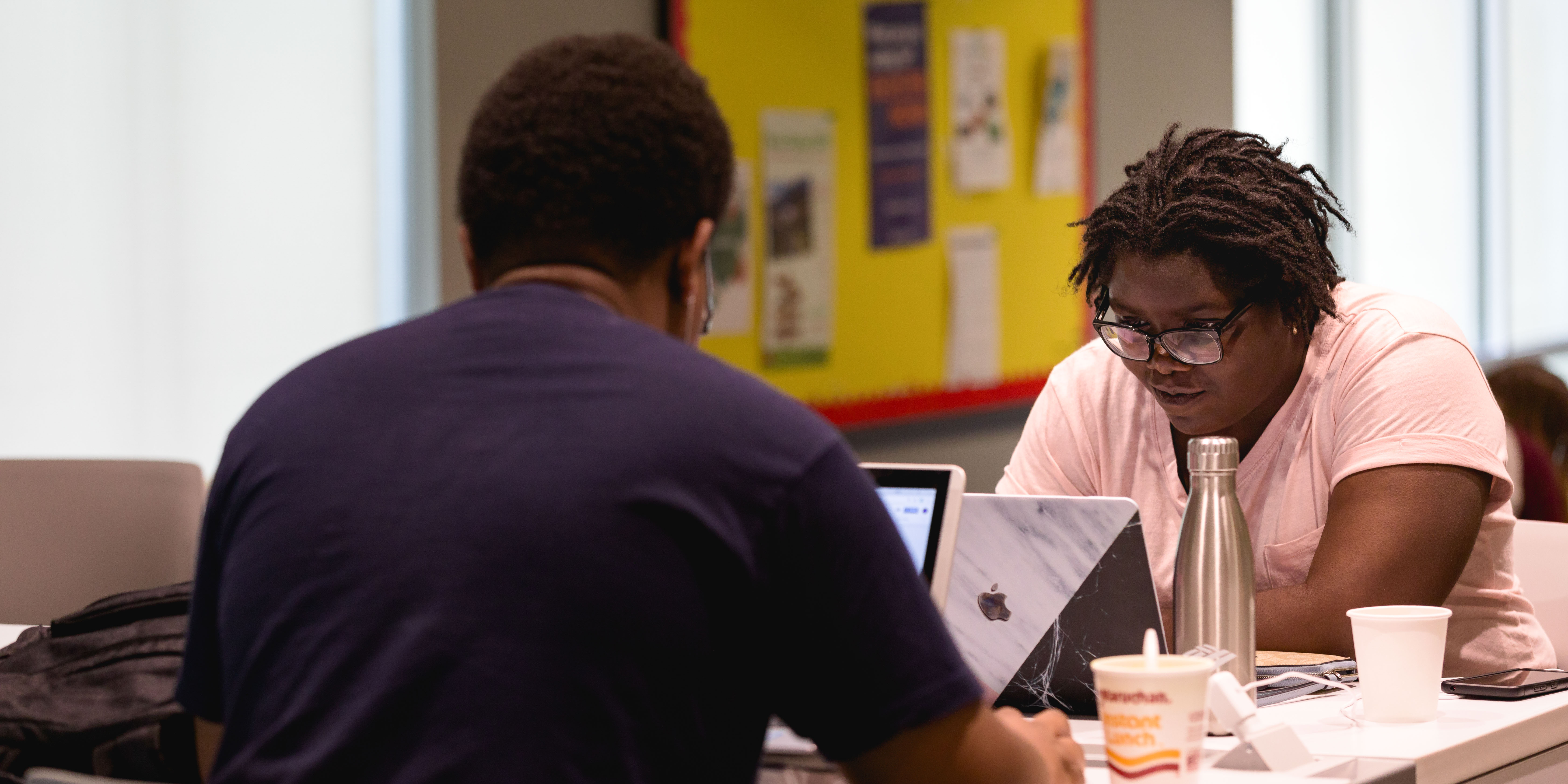 students working at computers