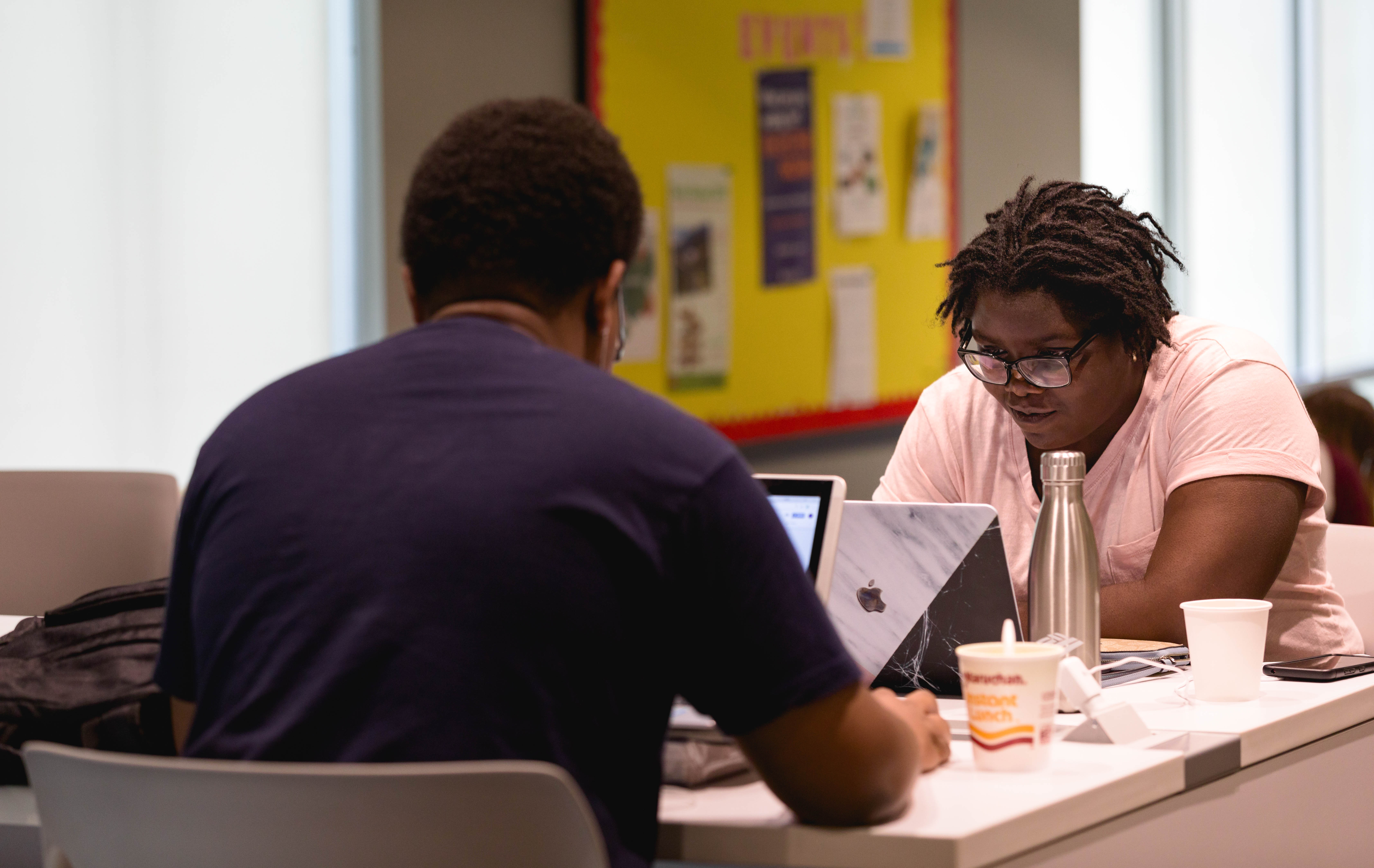 students working at computers