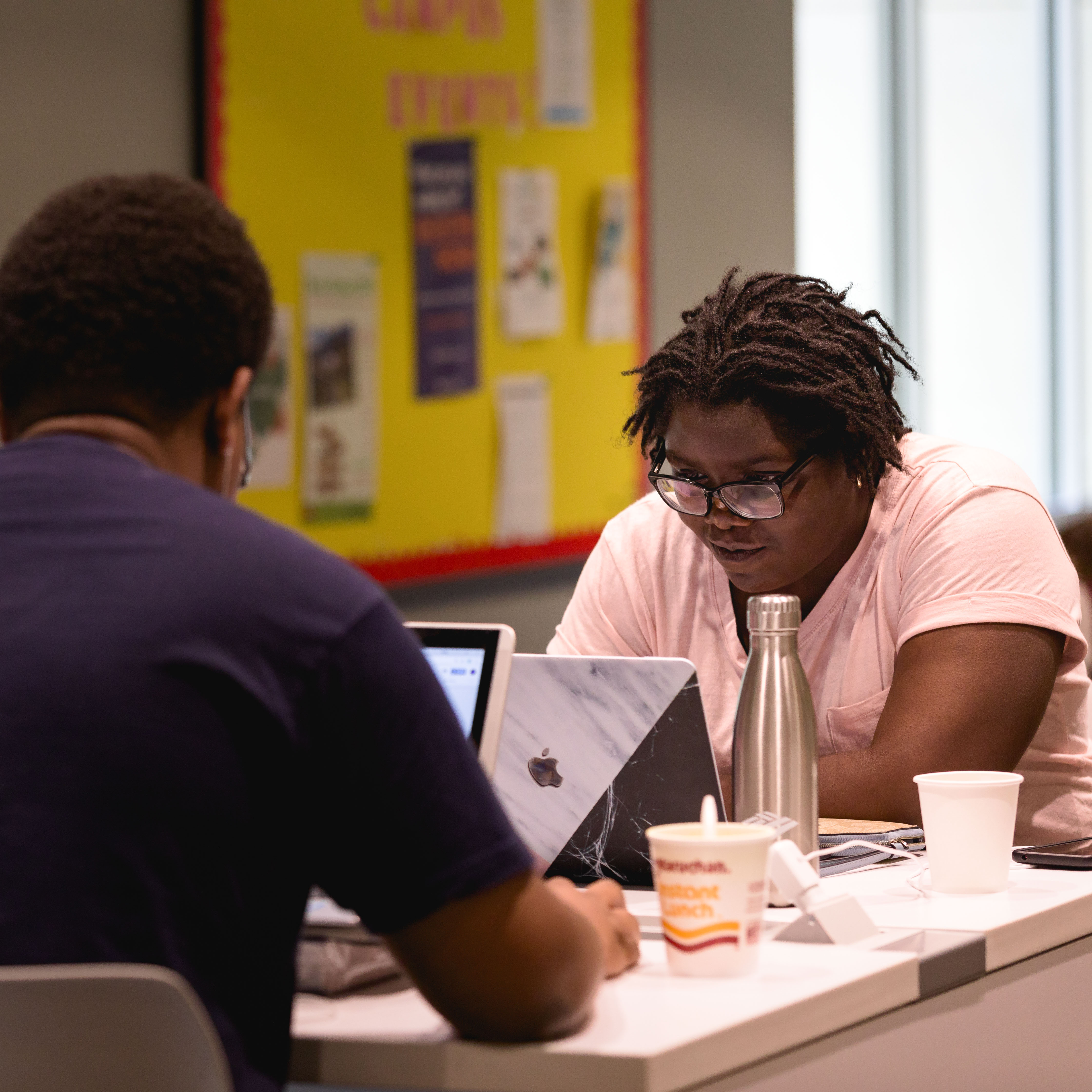 students working at computers