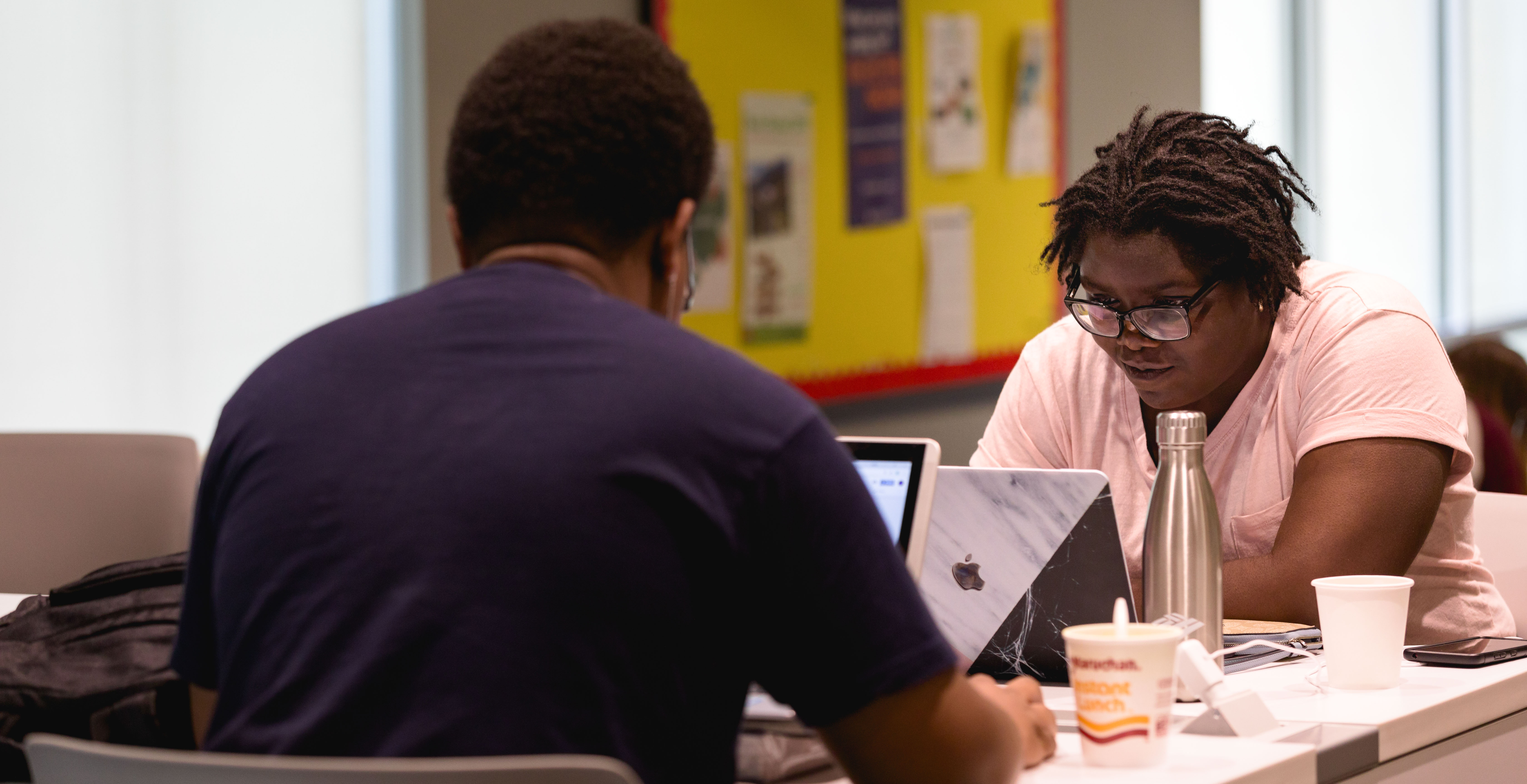 students working at computers