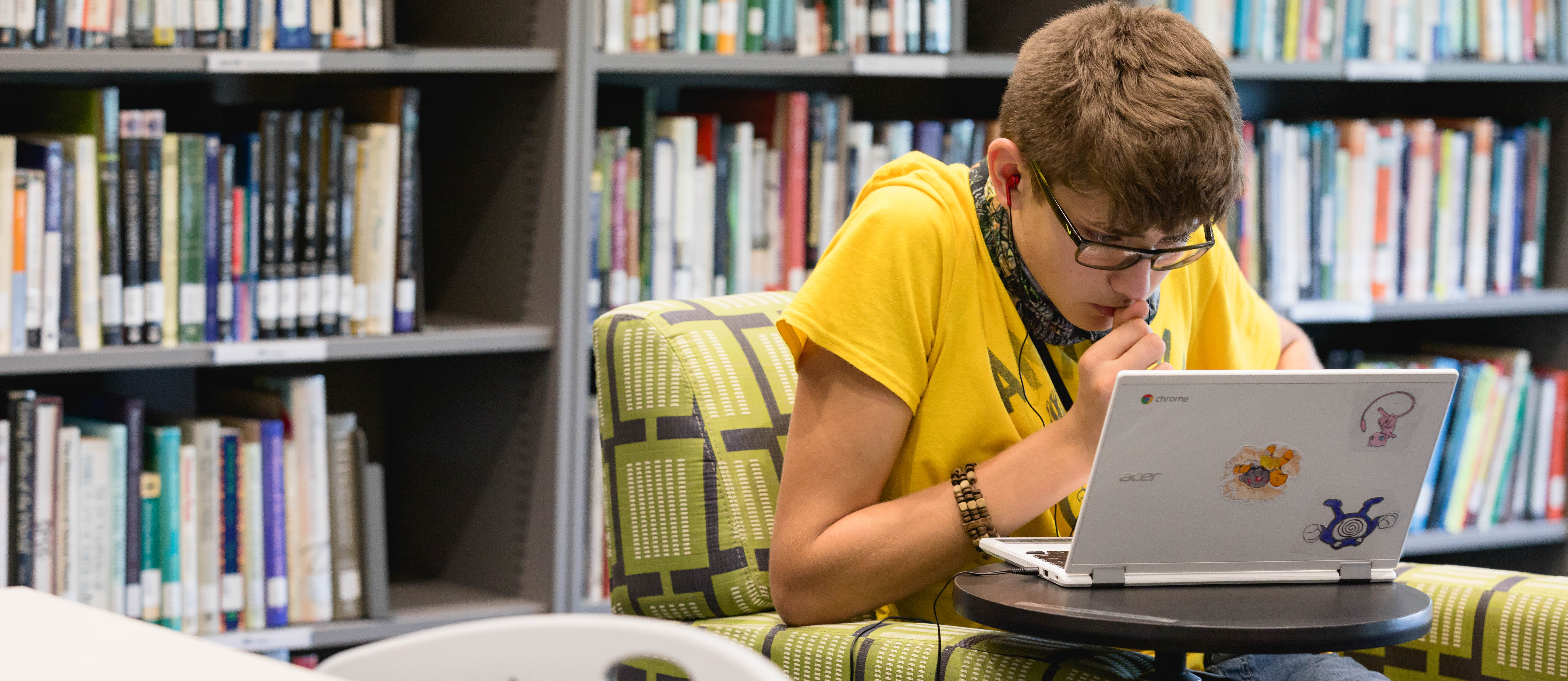 student working on laptop