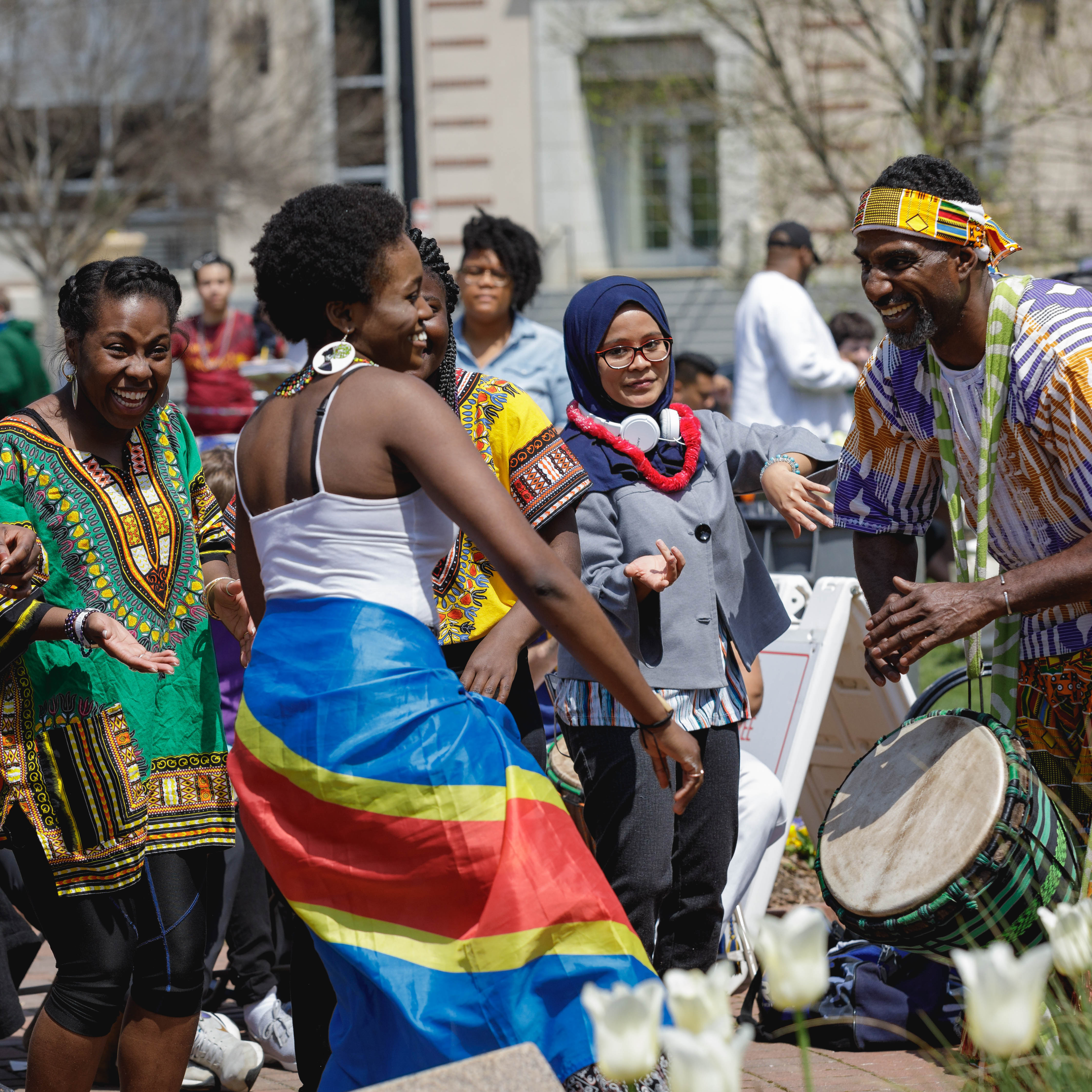 students dancing at spring festival