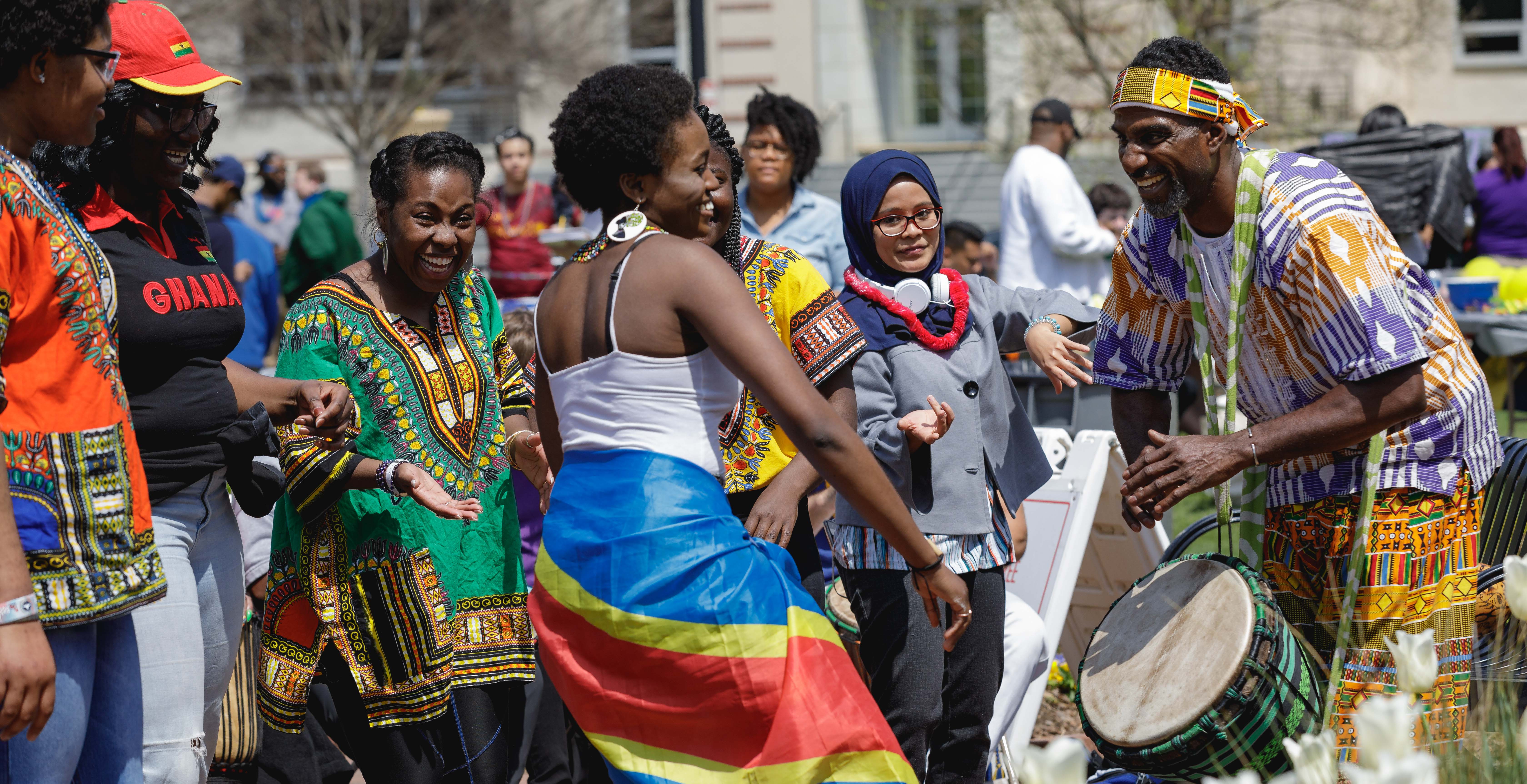 students dancing at spring festival