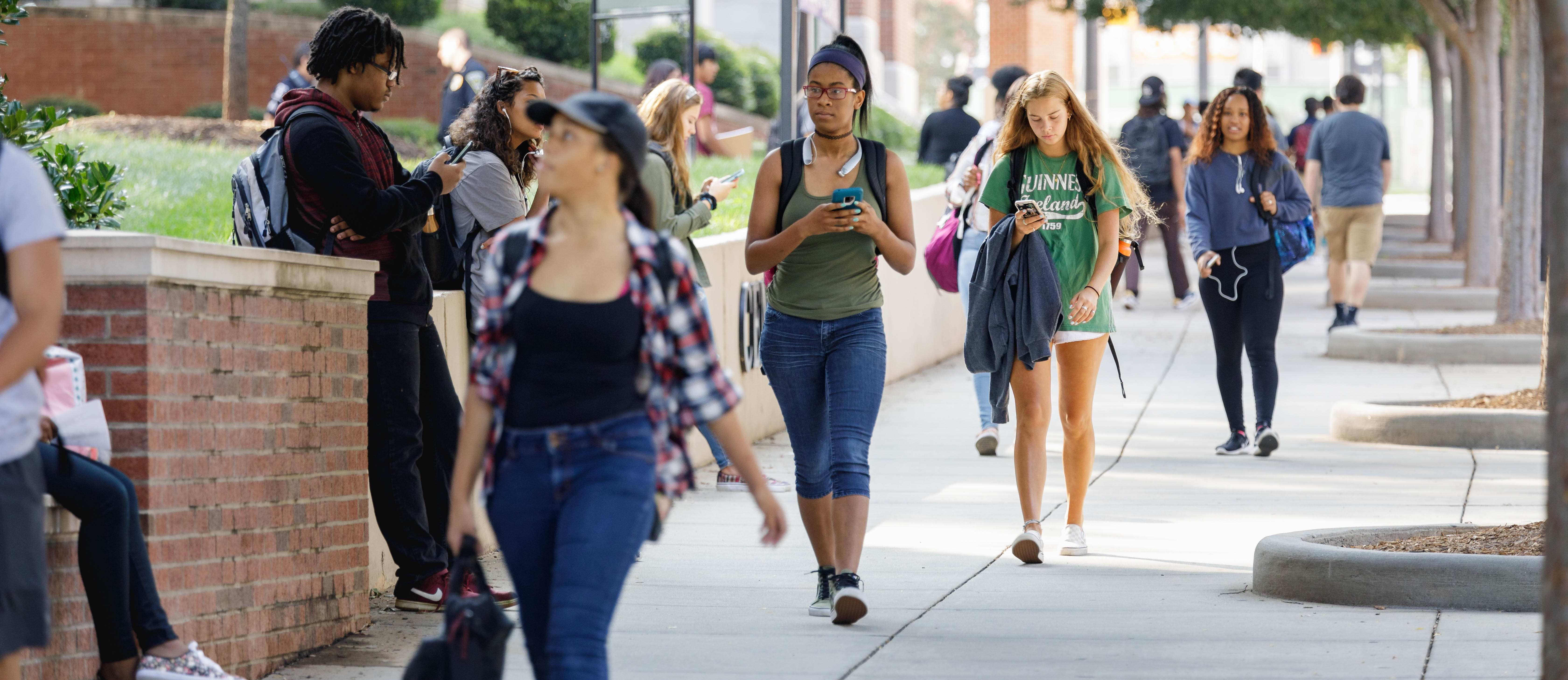 students walking on Central campus