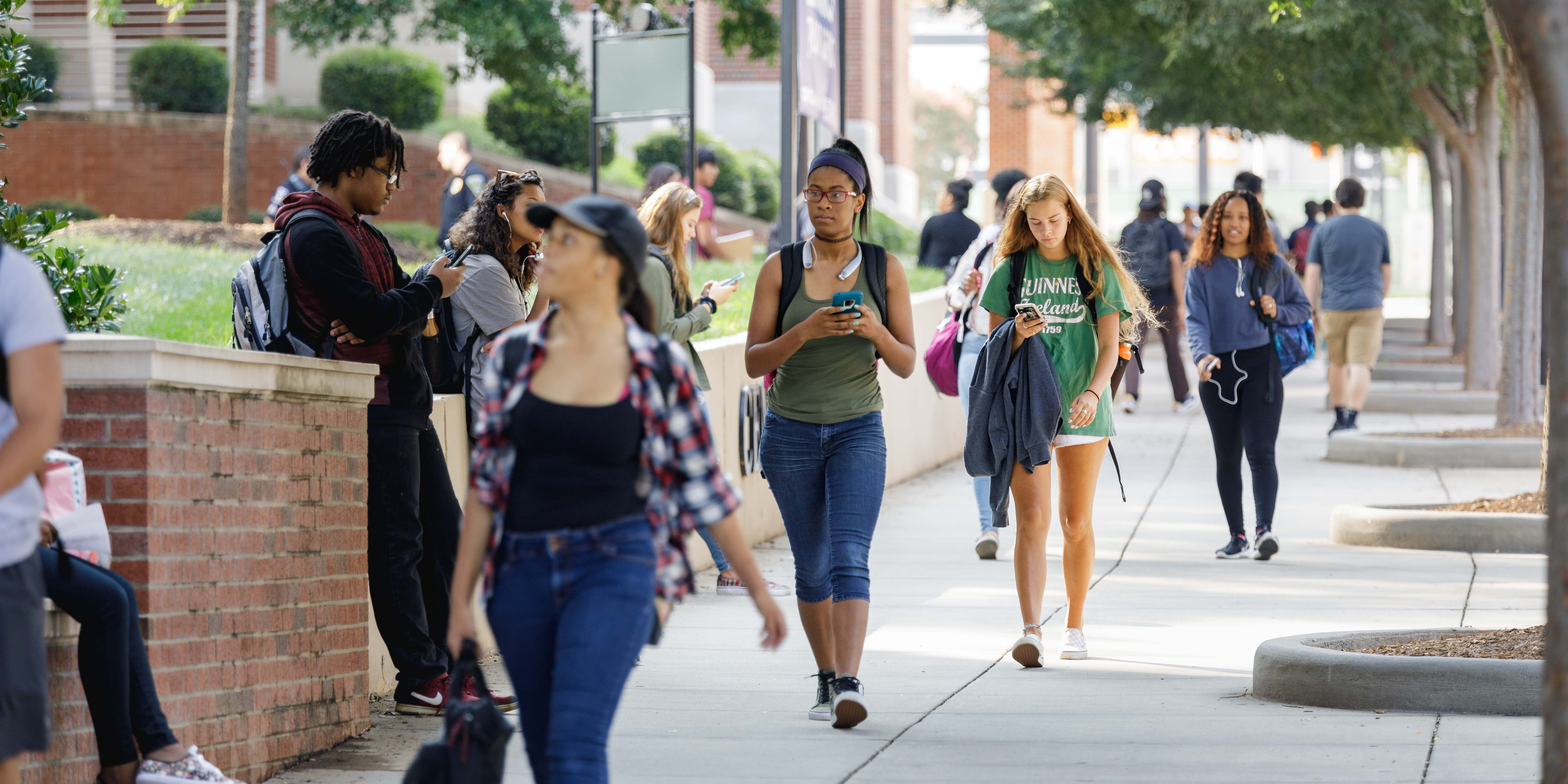 students walking on Central campus