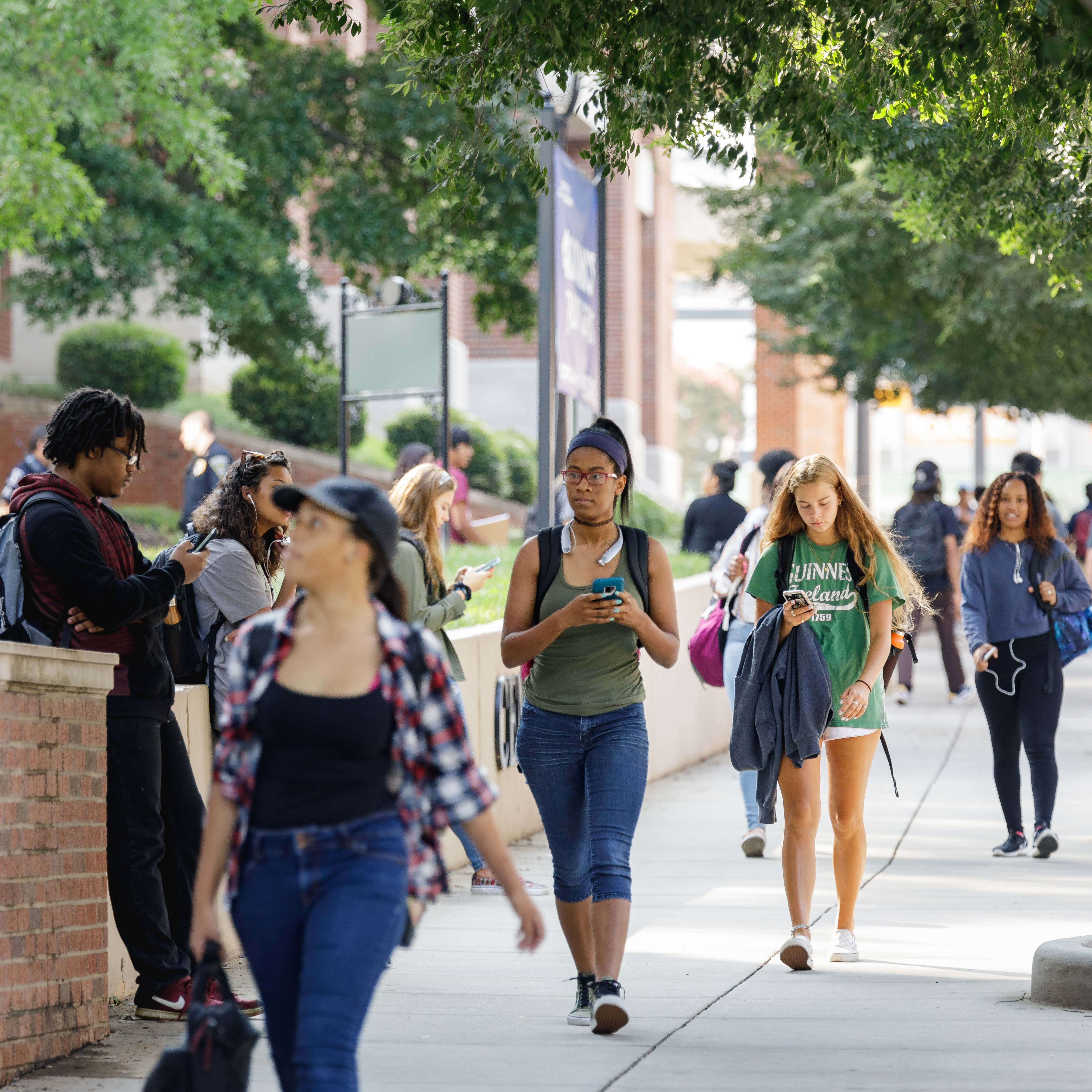 students walking on Central campus