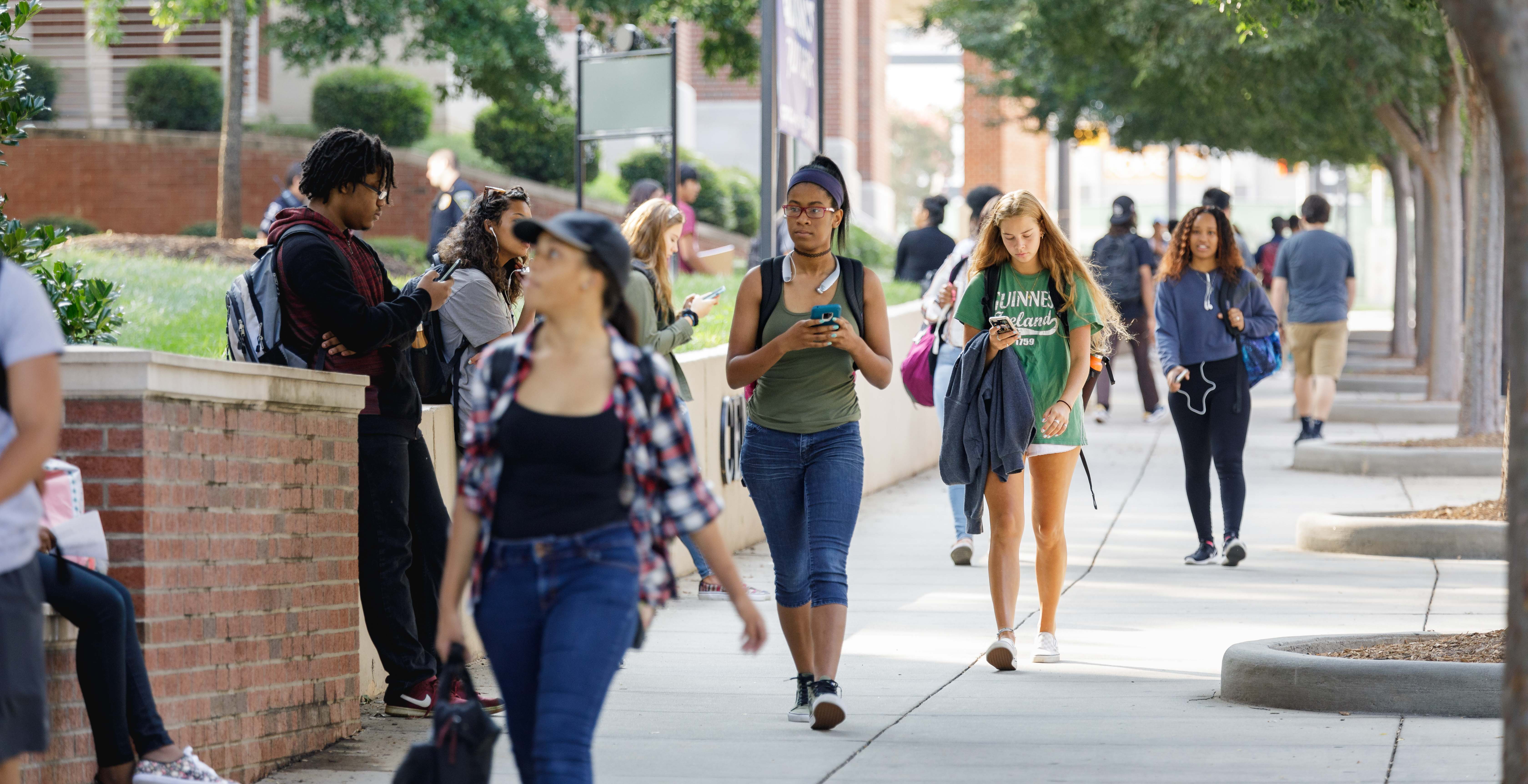 students walking on Central campus