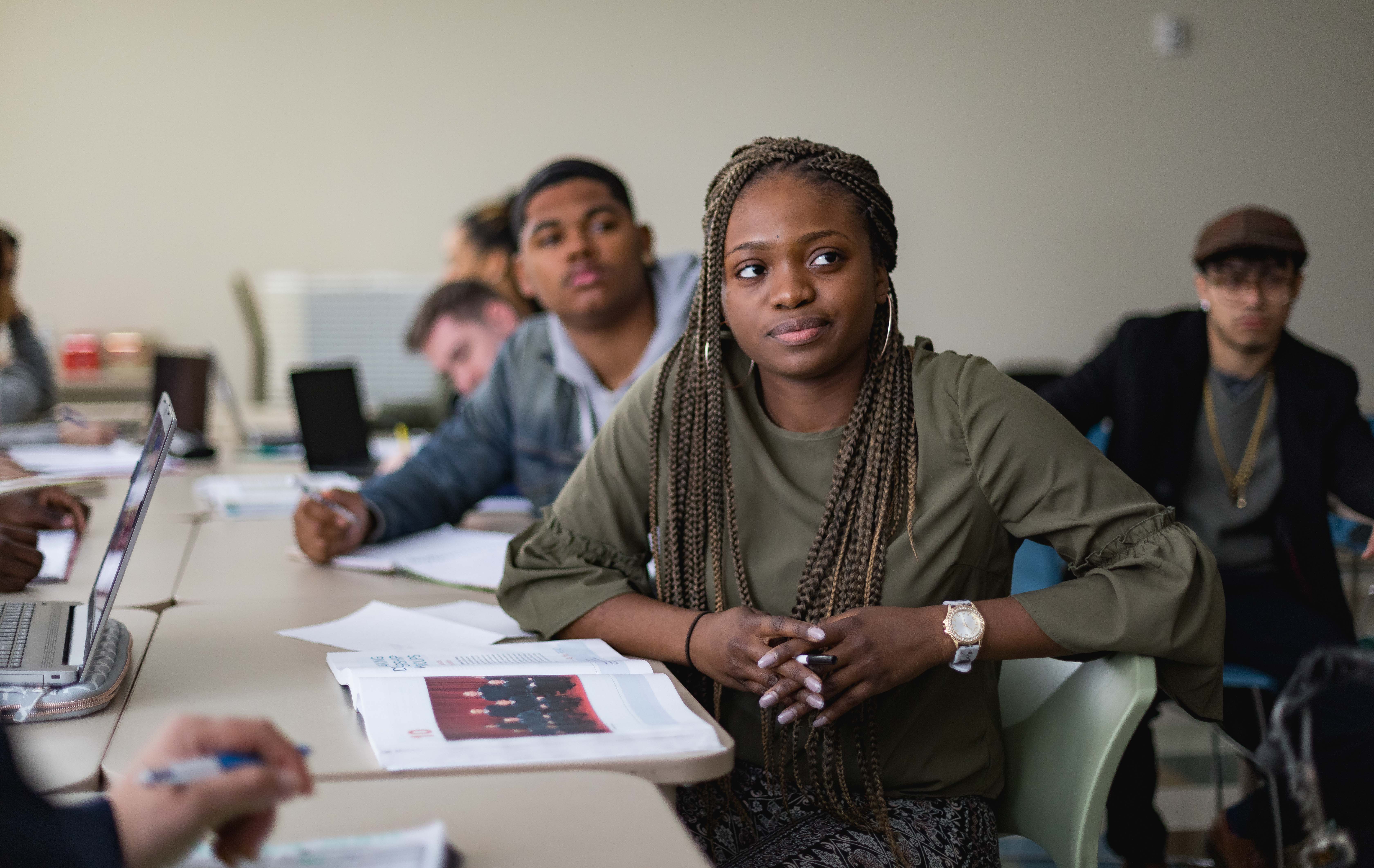 student in classroom