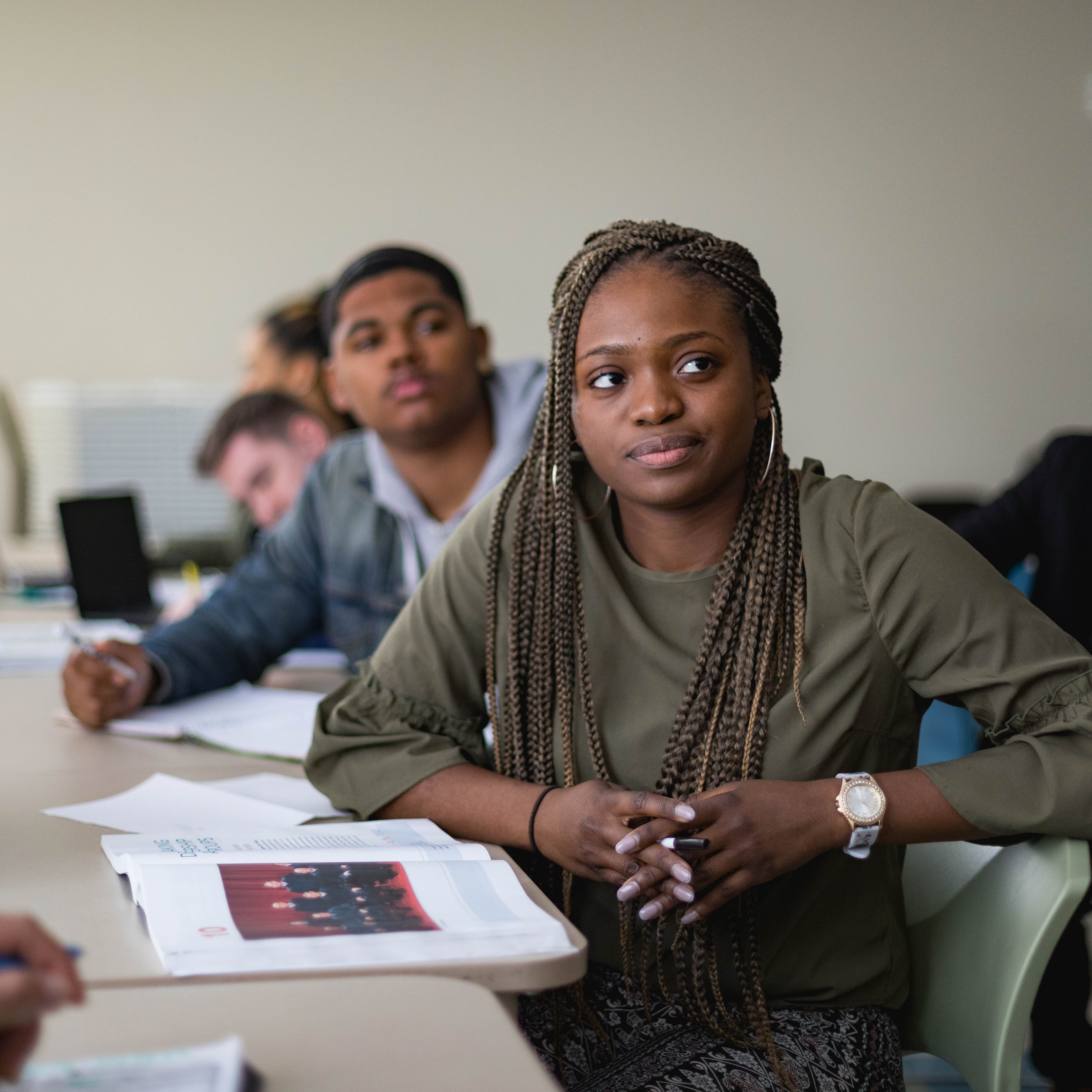 student in classroom