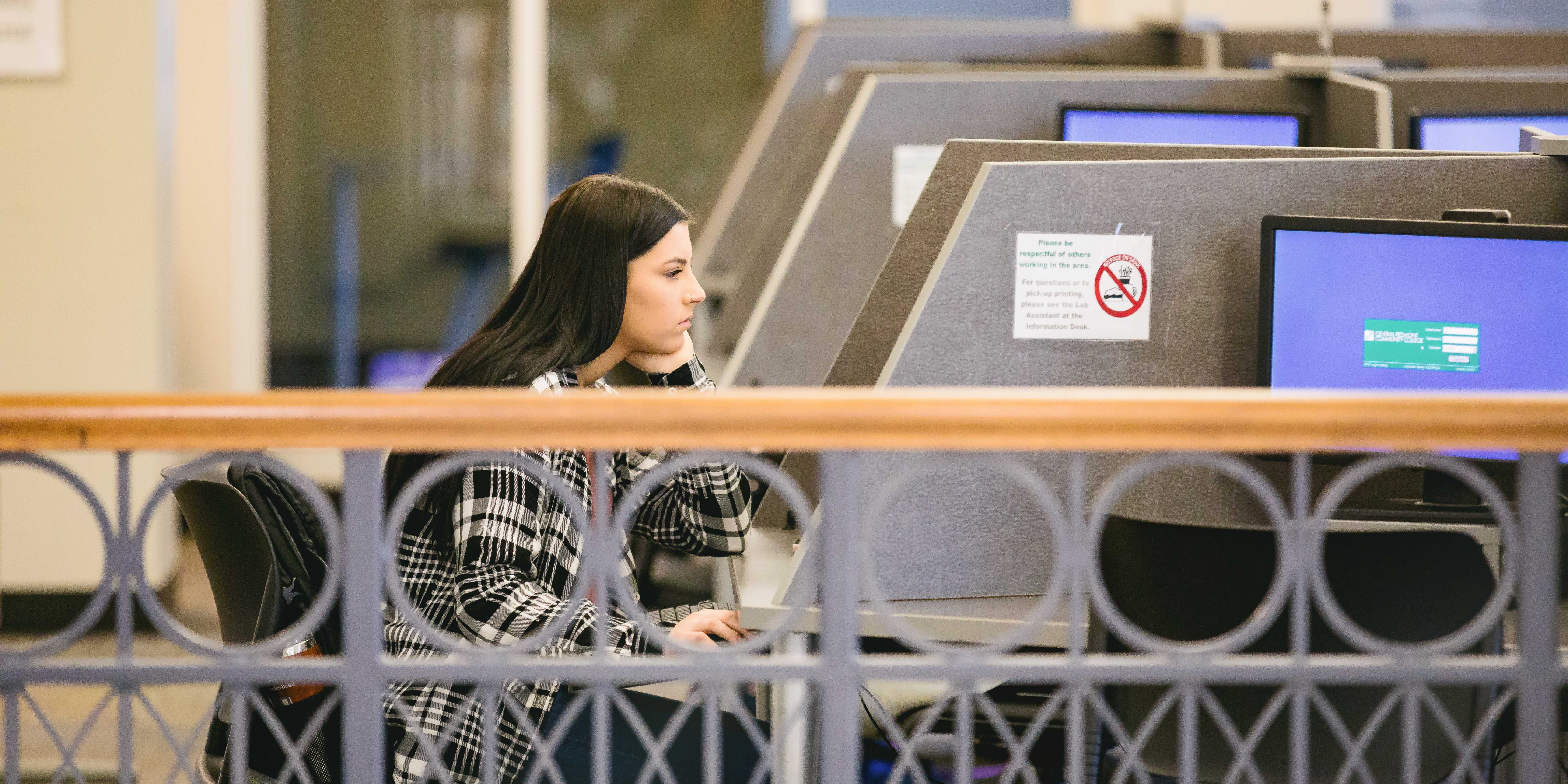 student at computer