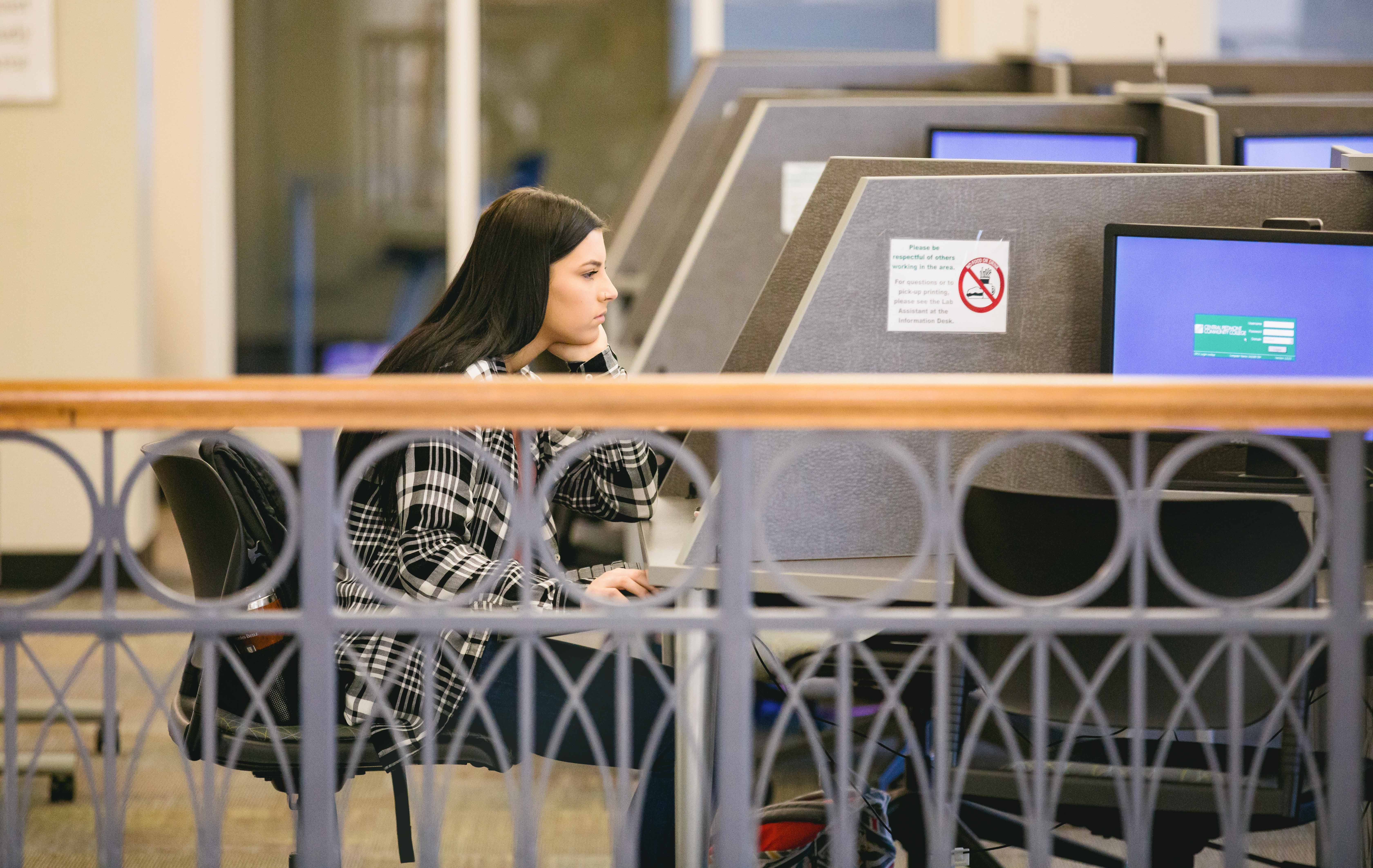 student using computer