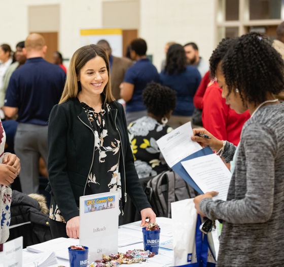 meeting employers at a Career Fair