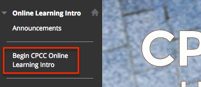 begin online learning intro link in Blackboard