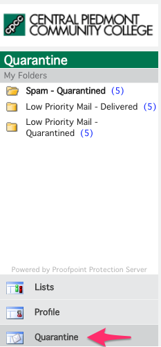 proofpoint quarantine folders