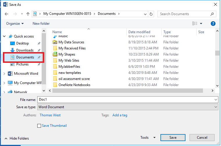 save file to Documents, not desktop or anywhere else