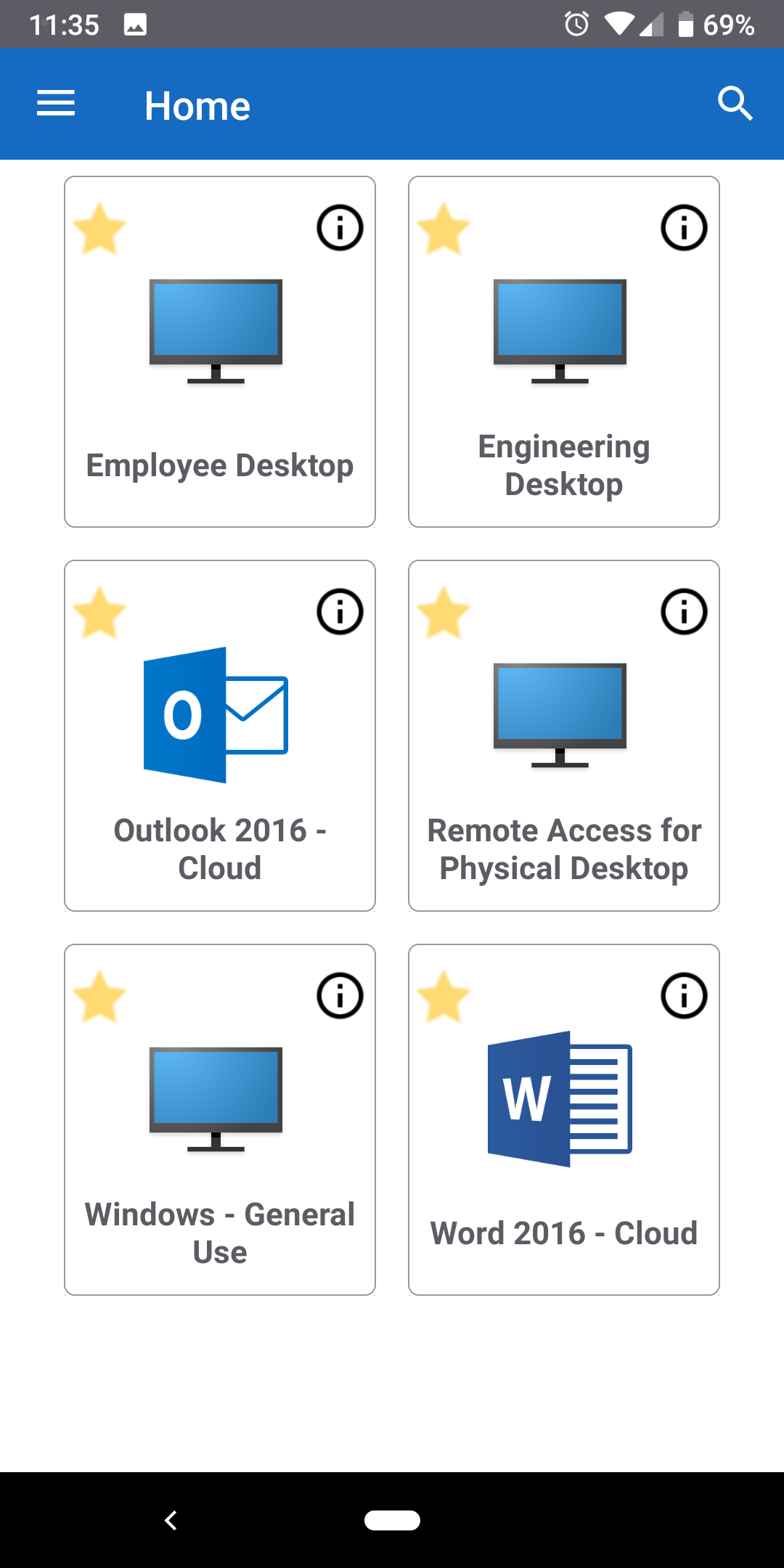 Citrix Workspace home screen for Android
