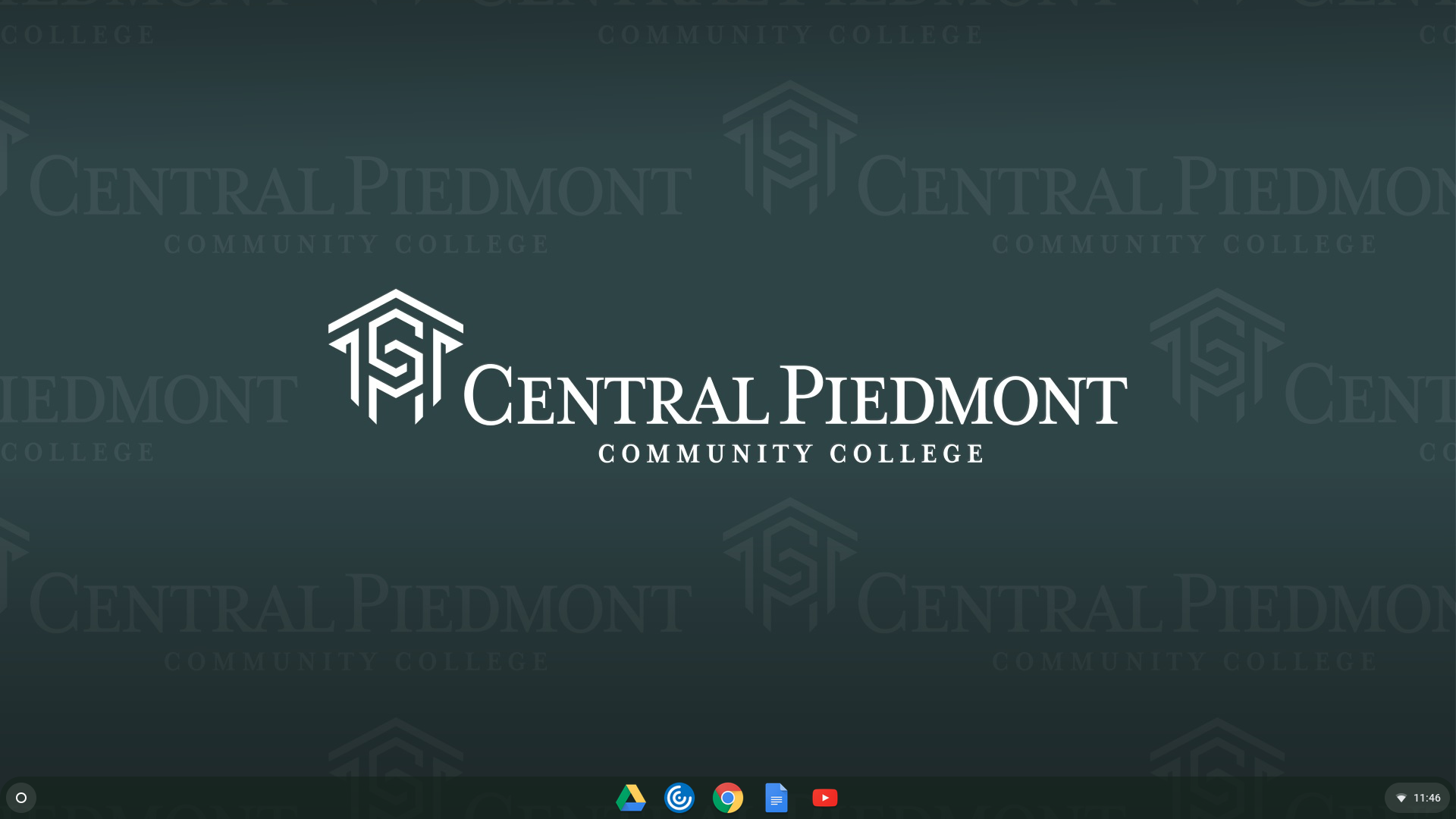 background of Chromebook signed into Central Piedmont account