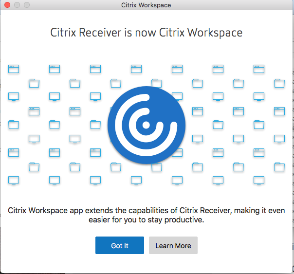 Citrix Receiver is now Citrix Workspace notification screen