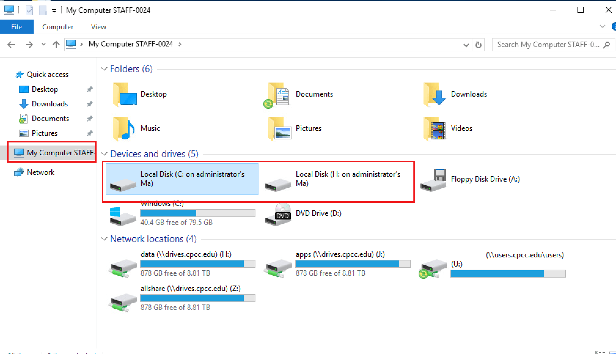 devices and drives in My Computer