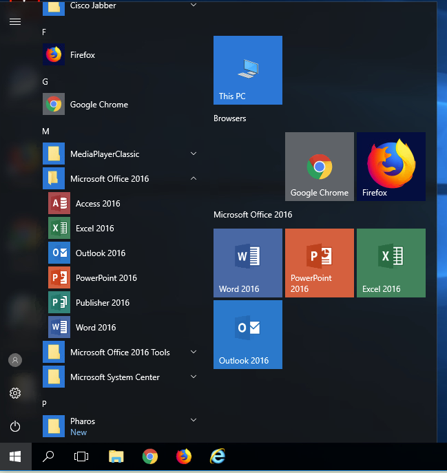 locating programs in virtual desktop from start menu