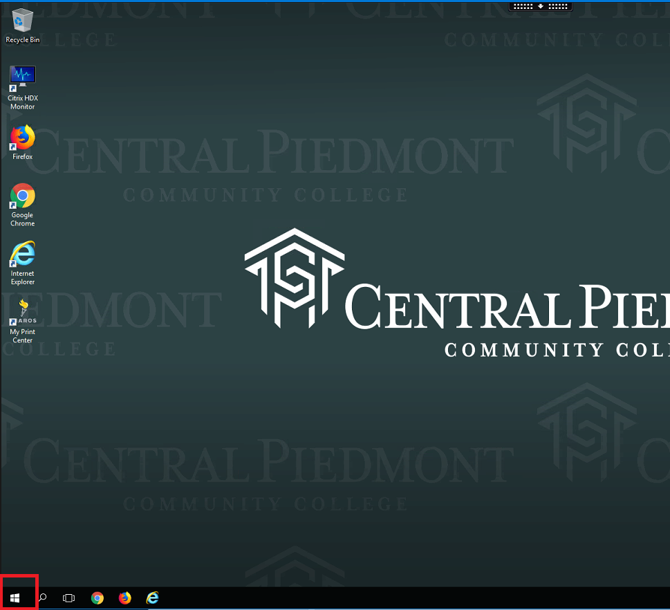 start menu on Cloud environment desktop
