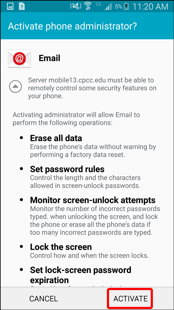 activate phone administrator