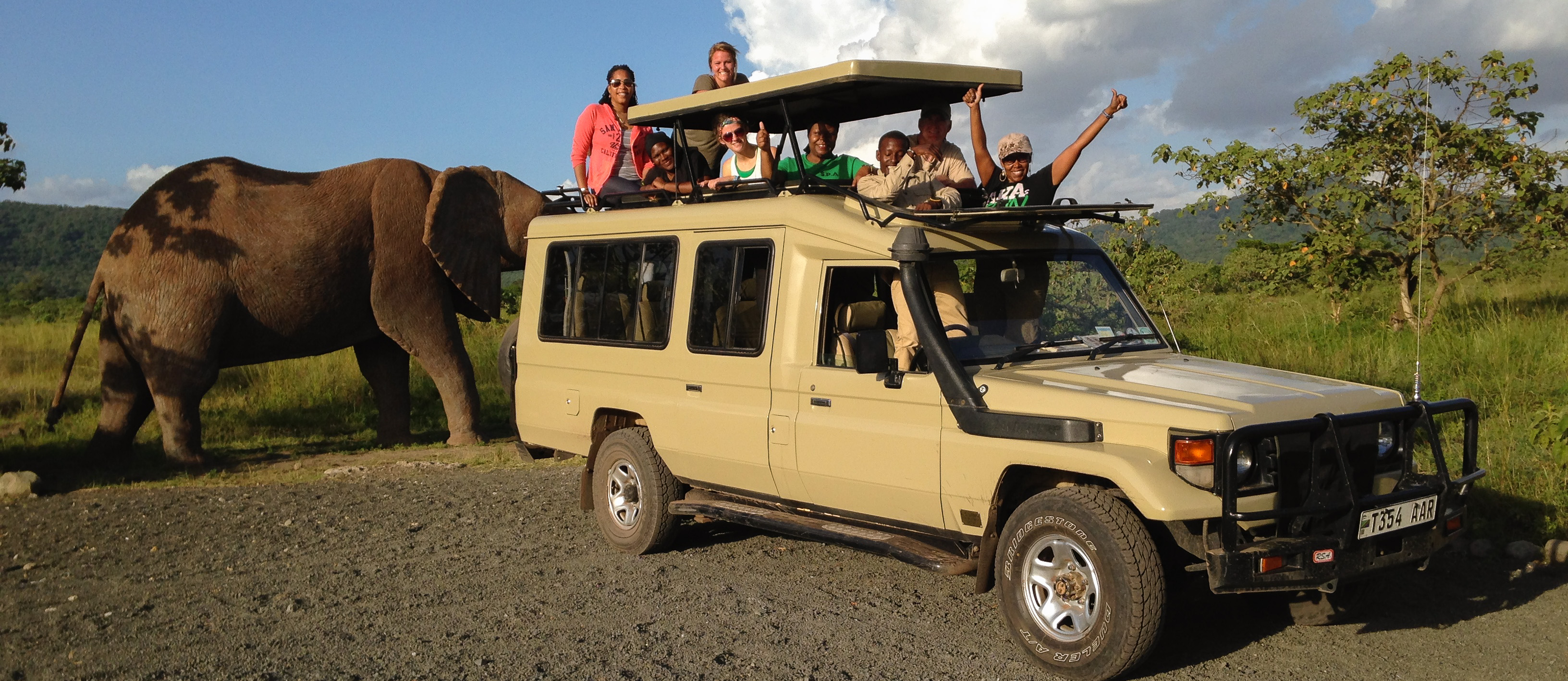 study abroad students on safari