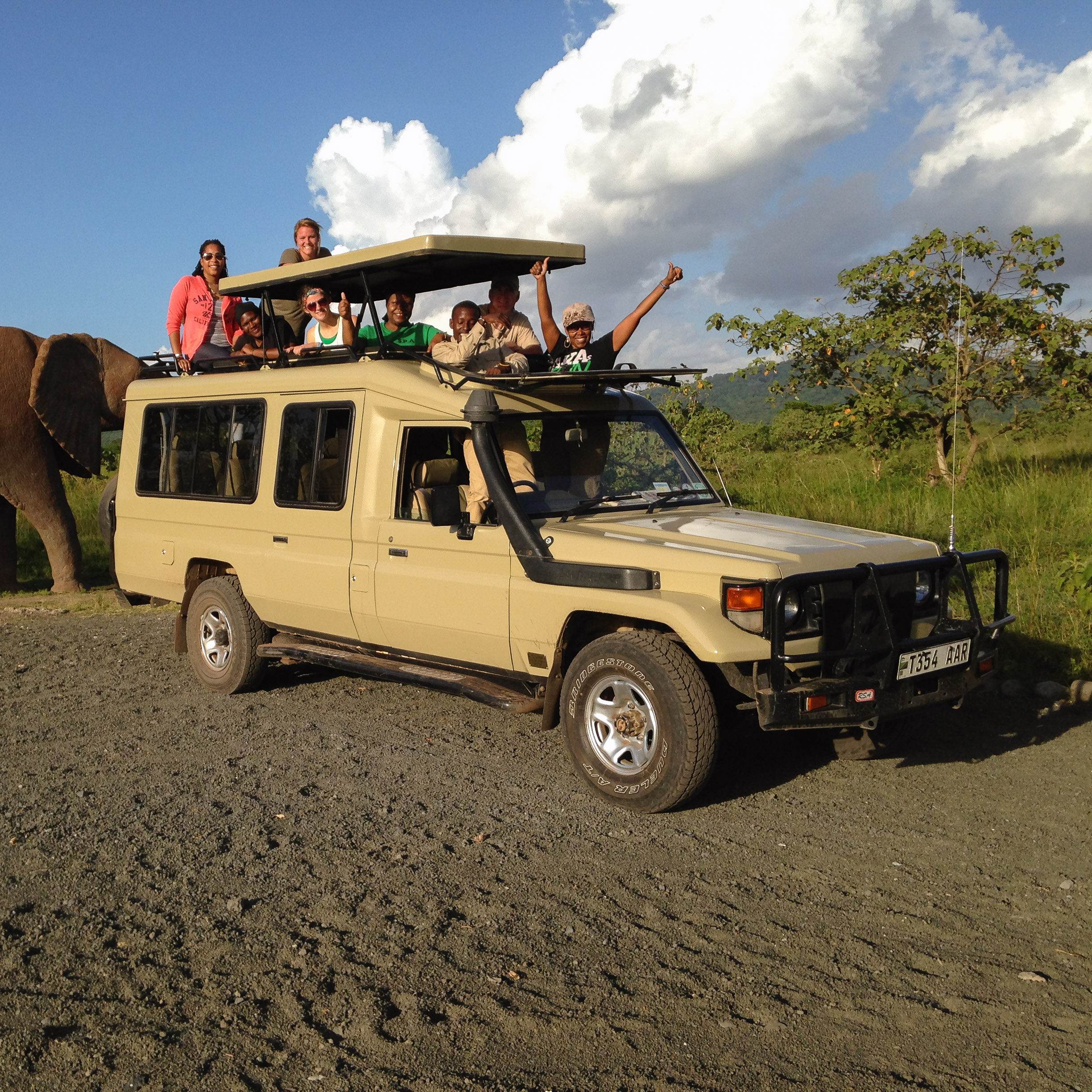 study abroad students on safari