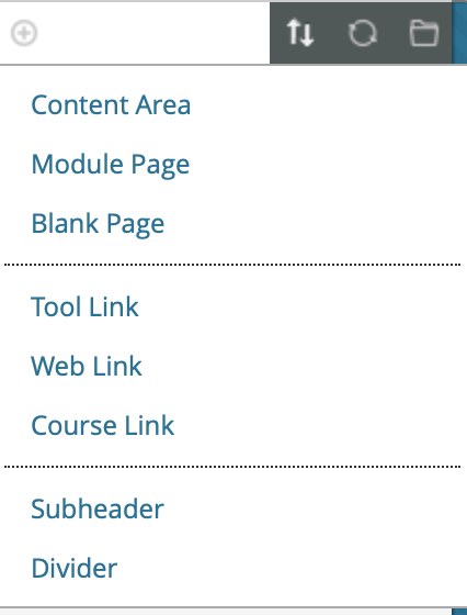 add link menu in Blackboard Learn with Tool Link listed