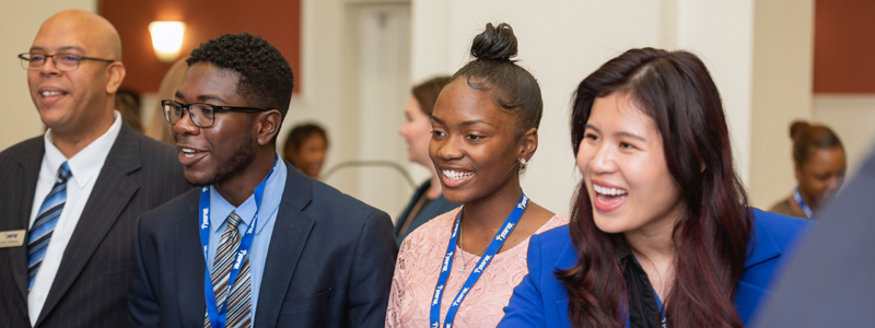 group of students meeting employers at events