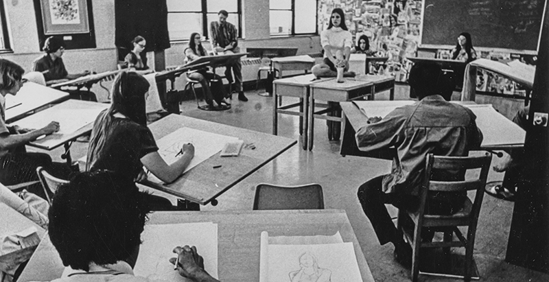 college archives students in art class