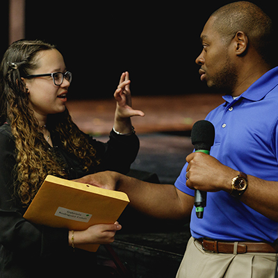 staff showing student information