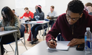 students studying in classroom