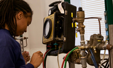 Student in Plumbing Class