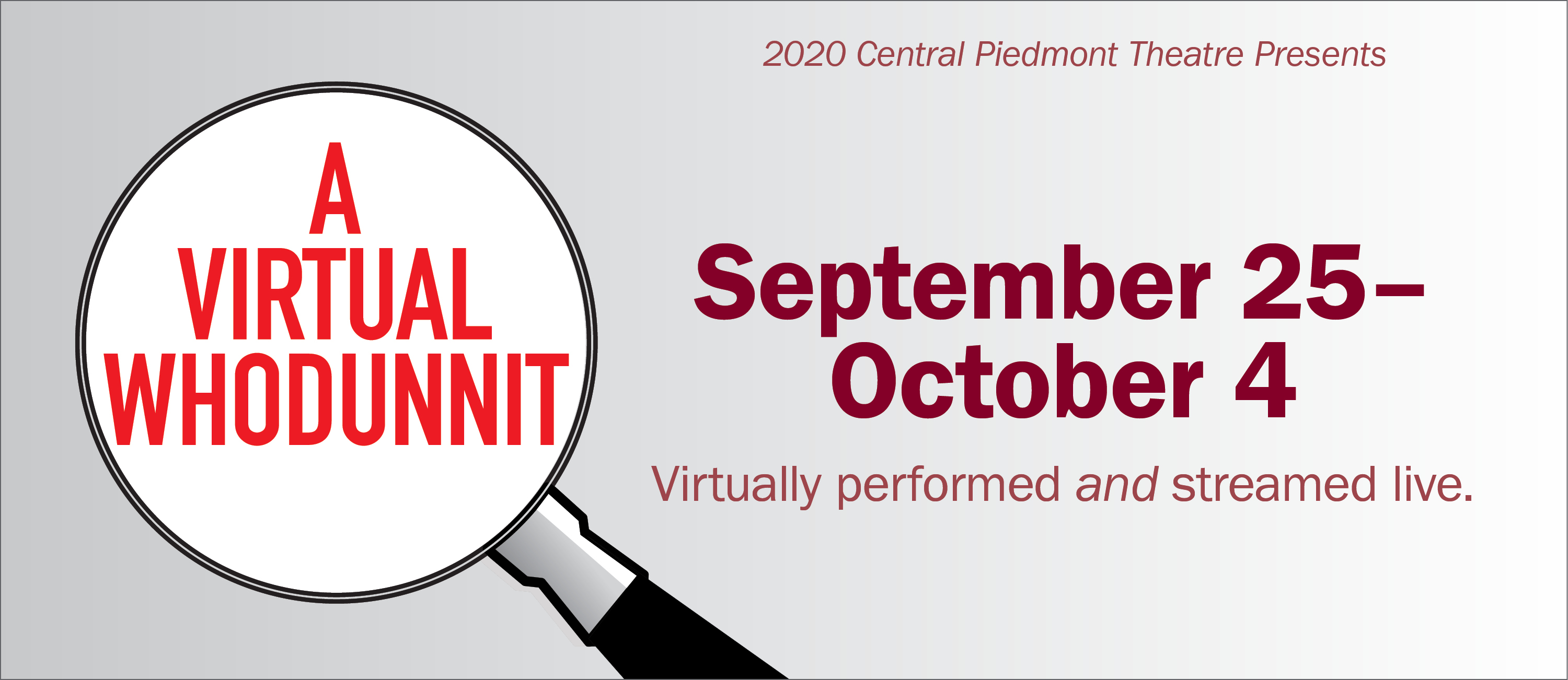 A Virtual Whodunnit theatre live stream performance Sept. 25-Oct 4, 2020