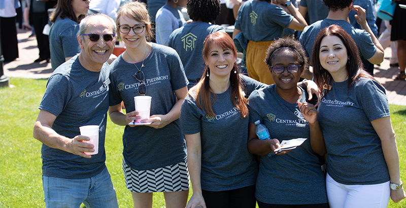 Central Piedmont group of employees outside after brand launch celebration