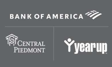 Bank of America, Central Piedmont, and Year Up Logos