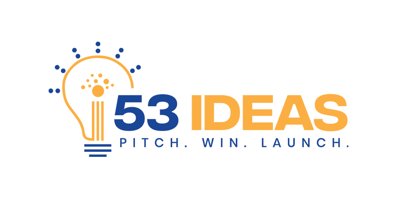 53 ideas competition logo: Pitch, Win, Launch